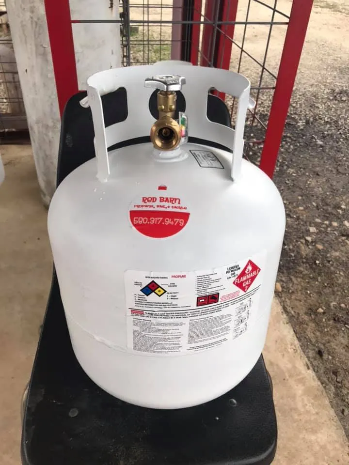 Red Barn propane bottle ready for service